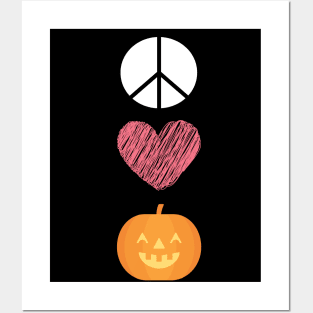 Peace Love And Pumpkin Cute Design Posters and Art